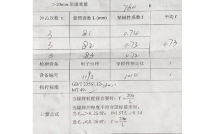 煤的堅固性系數(shù)測試